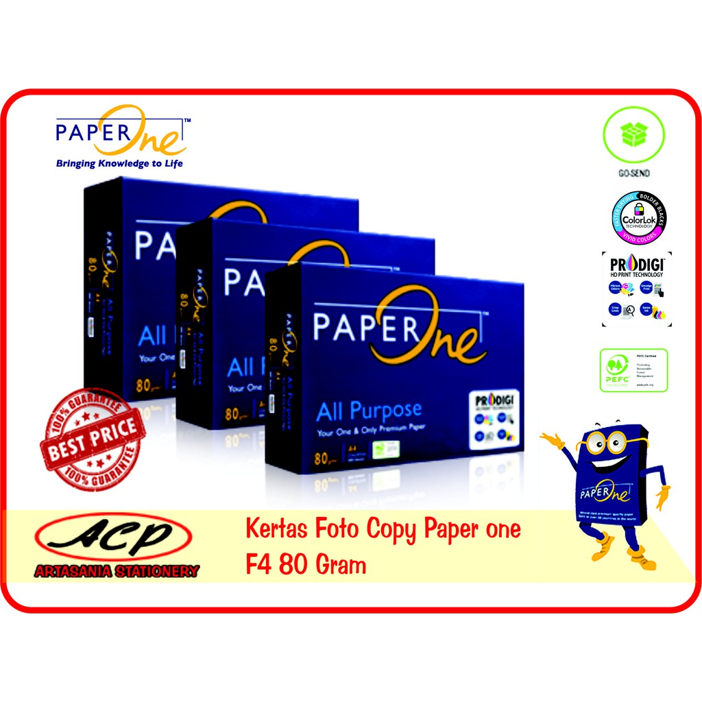 

kertas foto copy HVS murah paper one ukuran F4 80 gram