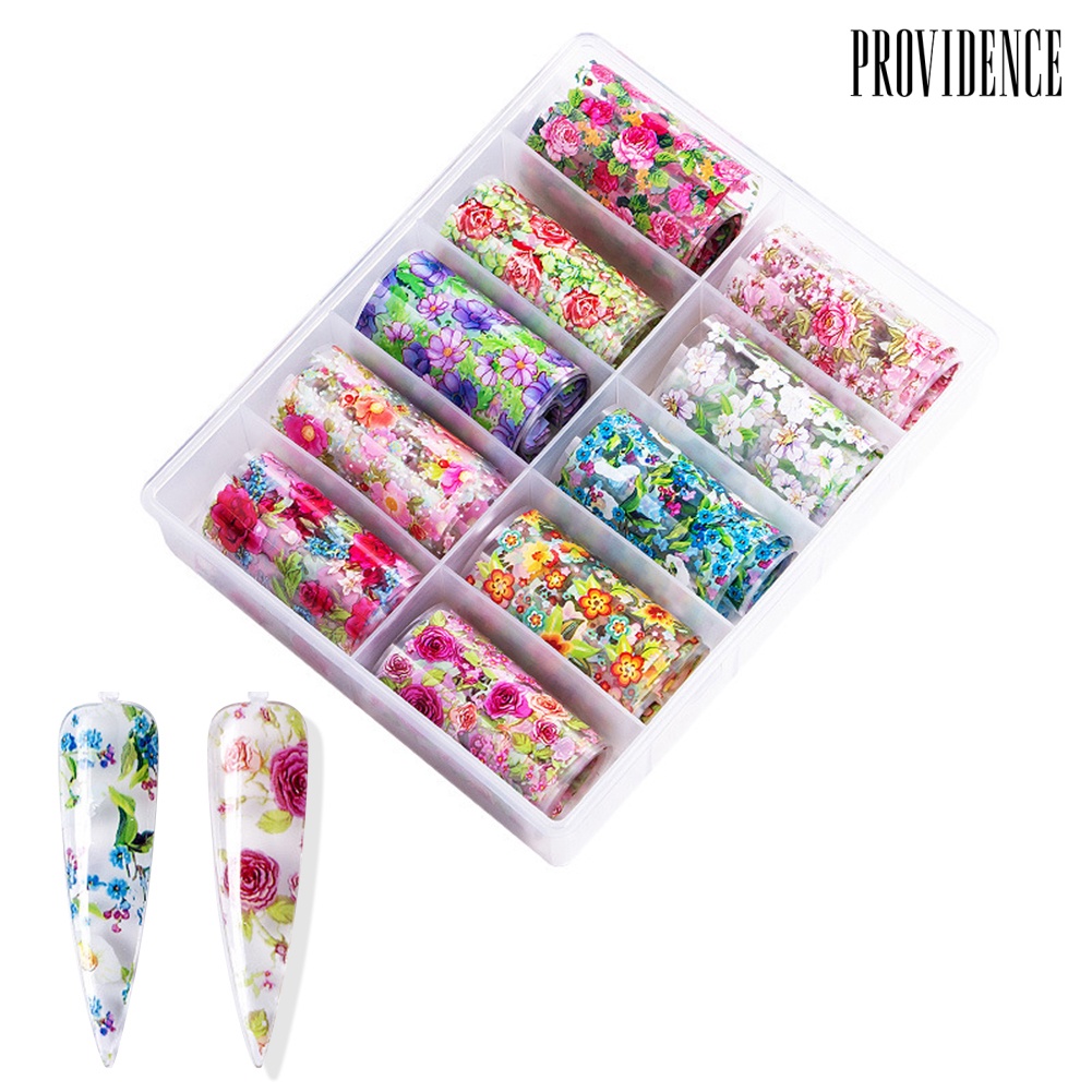 Providence 10 Rolls Starry Flower Leopard Transfer Paper Nail Art Sticker Decal Decoration