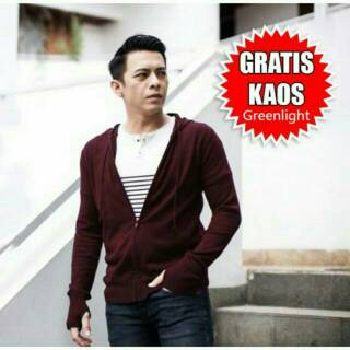 Jaket Sweater Knit Hoodie Rajut Greenlight Ariel  Noah  