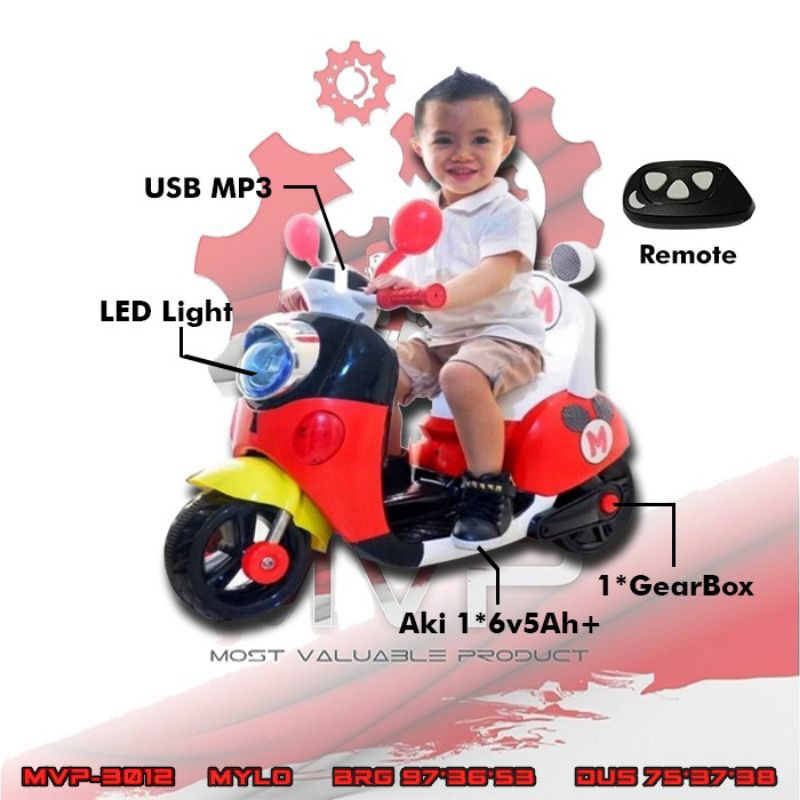 MOTOR AKI ANAK MYLO MICKEY DENGAN MENGGUNAKAN REMOTE~MAINAN MOTOR AKI ANAK