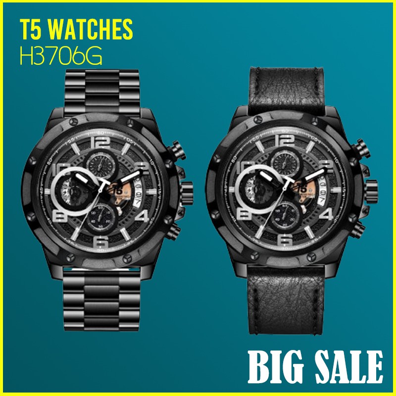 Jam Tangan T5 H3706G Special Edition Double Strap Original Chronograph