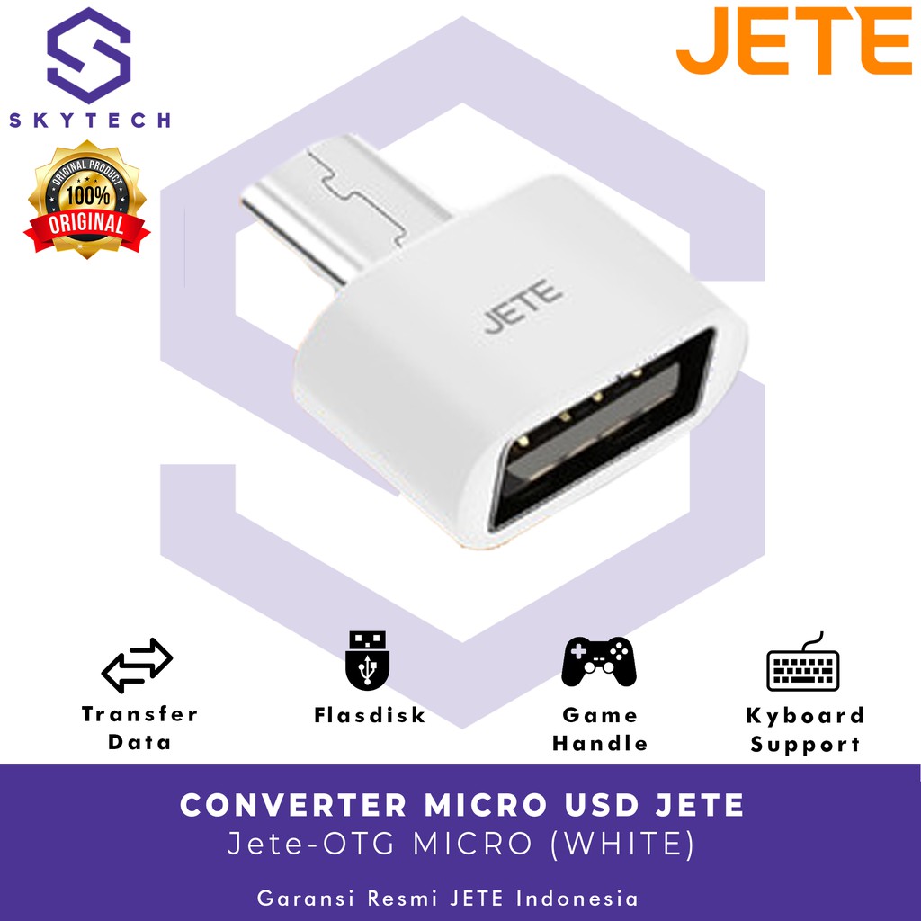 OTG MICRO USB JETE WHITE ORIGINAL GARANSI RESMI