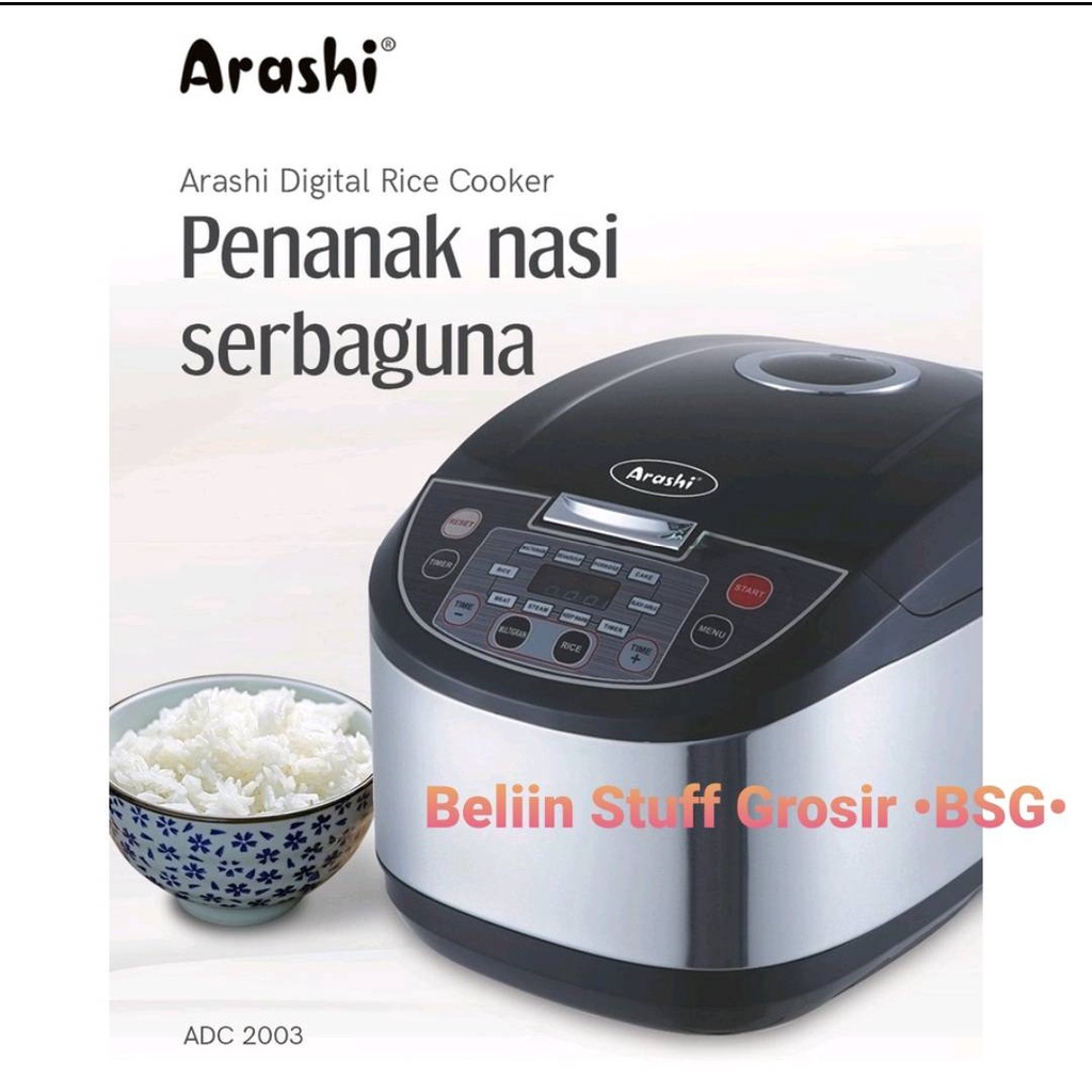 FLASH SALE!! Penanak Nasi Serbaguna 8 in 1 ARASHI/ Rice Cooker Digital Multifungsi ARASHI ADC 2003