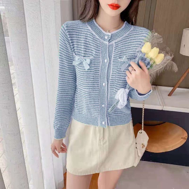 MDLV ~ C498 LILIACE LONG SLEEVE TWED KNIT CARDIGAN/ KARDIGAN KOREA KEKINIAN / KARDIGAN RAJUT IMPORT