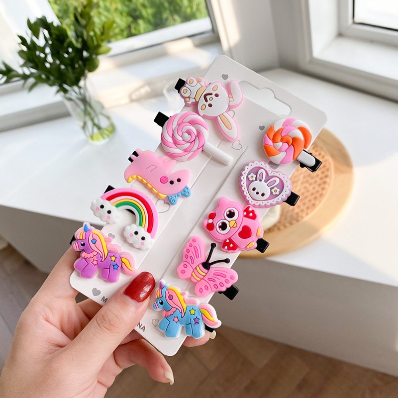ED - 10PCS / SET JEPIT RAMBUT ANAK SET TERMURAH / JEPITAN RAMBUT ANAK MOTIF KARAKTER KARTUN-JPT - OWL
