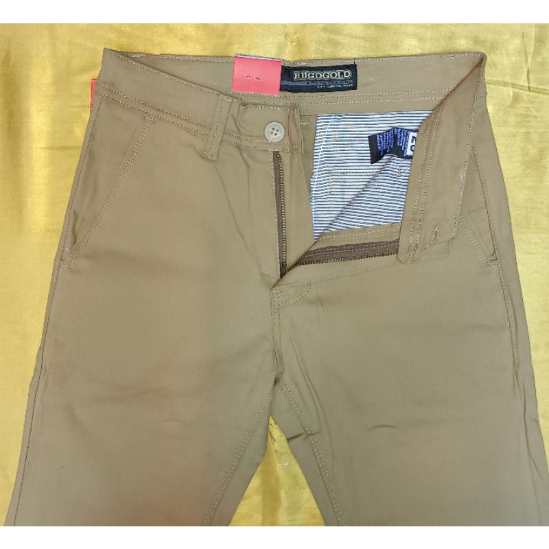 Celana chino Panjang pria Hugo Gold Slimfit ngaret / celana panjang chinos Asli Hugo Gold Jumbo 33-4