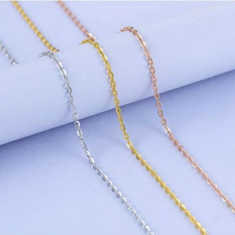 Kalung Titanium wanita Rantai Nori panjang 45cm anti karat selamanya