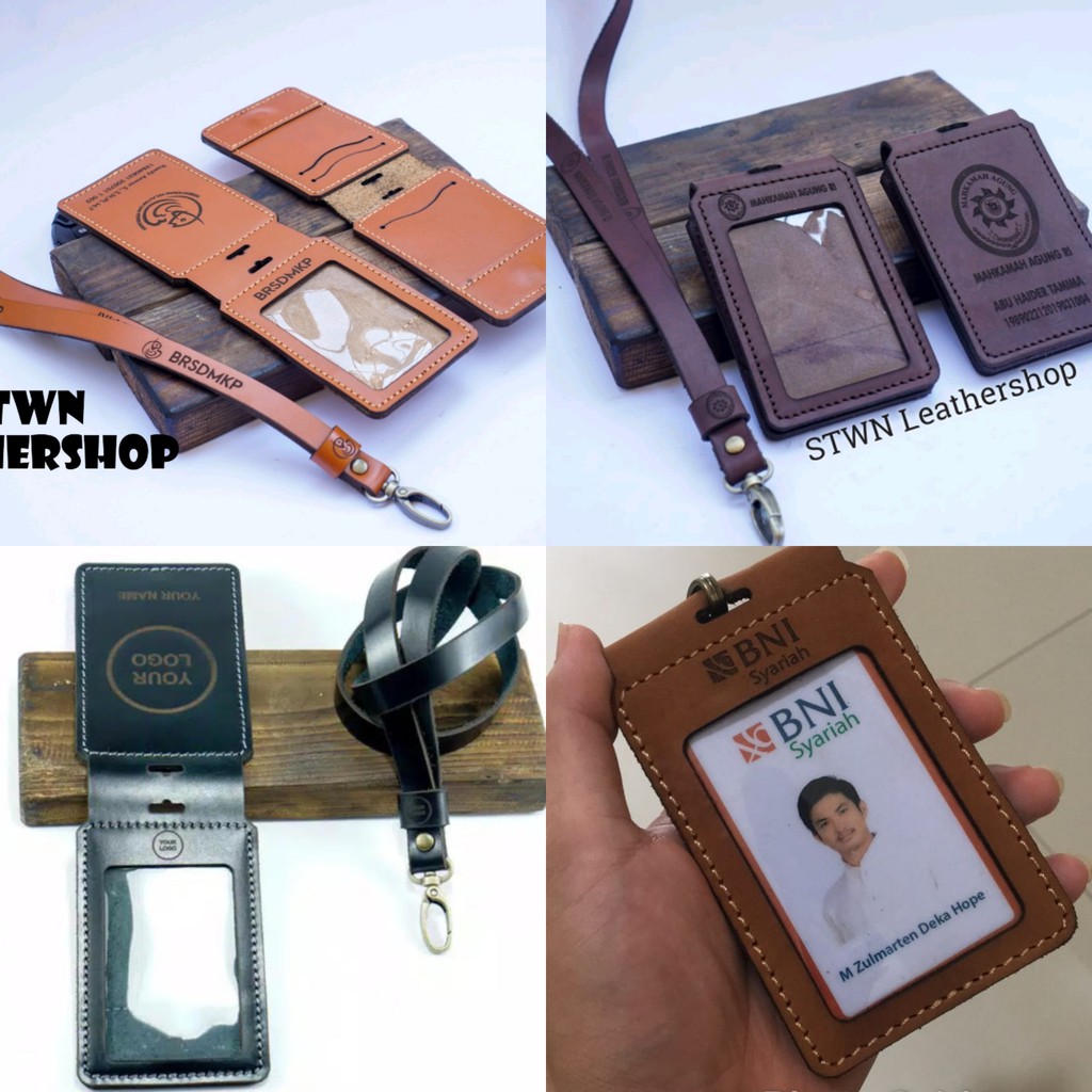 

Name tag id card gantungan id card holder kulit custom nama dan logo