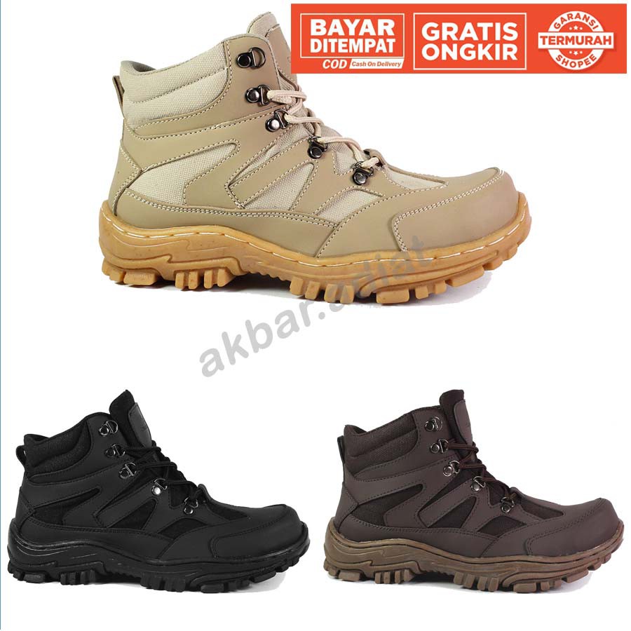 Sauqi Footwear Navigator Cream Sepatu Boots Safety Pria Ujung besi Proyek Kerja Lapangan tracking