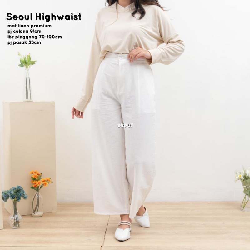 SEOUL highwaist kulot celana wanita linen premium