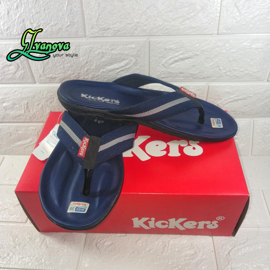 Sandal japit pria casual biru grosiran