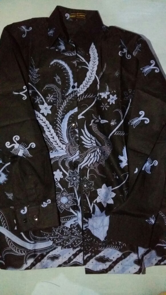 Merak Njoget Biru Panjang Kemeja Batik Pria Full Furing Katun Sragenan