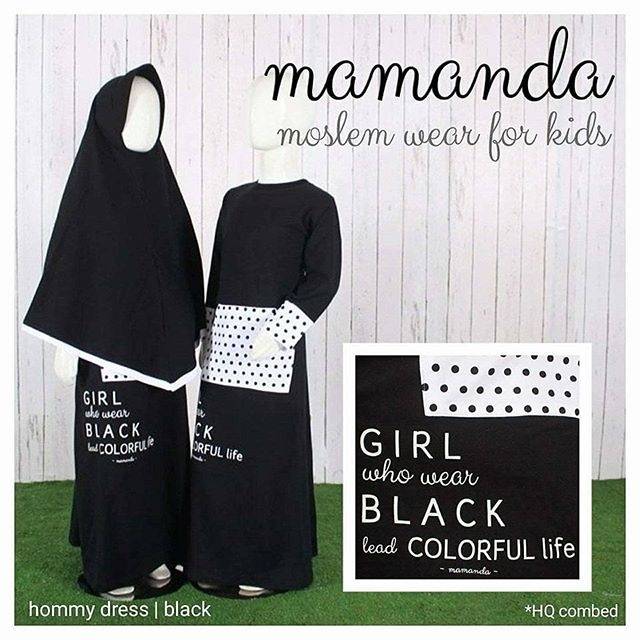 Mamanda Hommy Dress Black Pakaian Anak Muslim Perempuan Gamis Anak