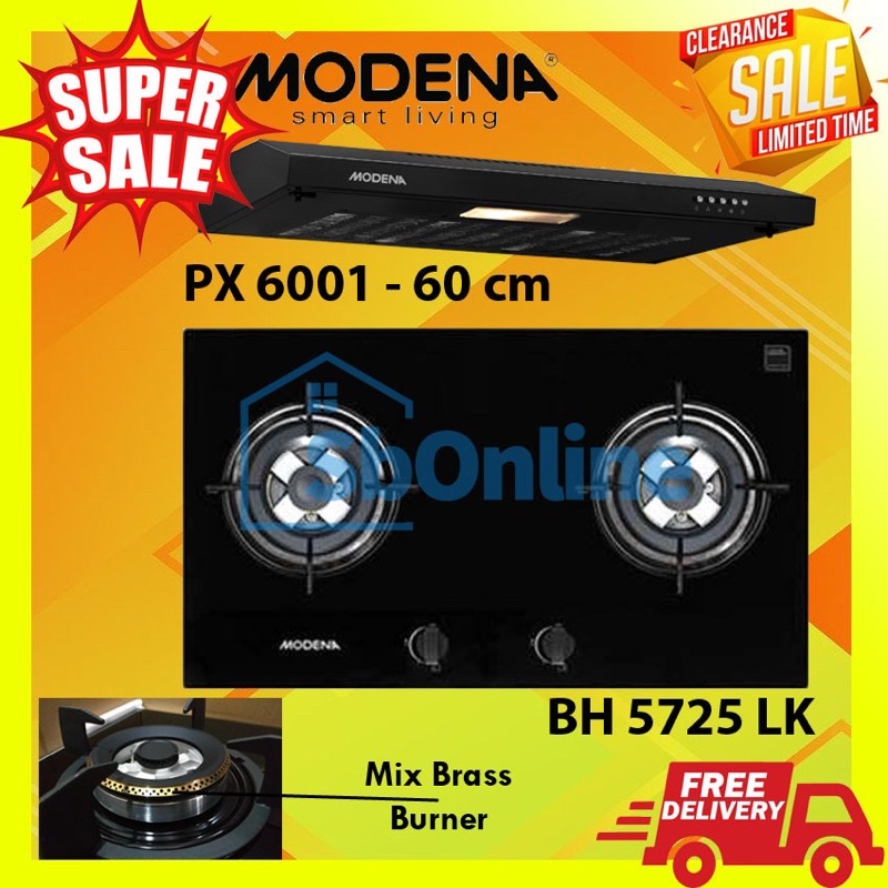 PAKET HEMAT KOMPOR TANAM MODENA BH 5725 LK n COOKER HOOD PX 6001