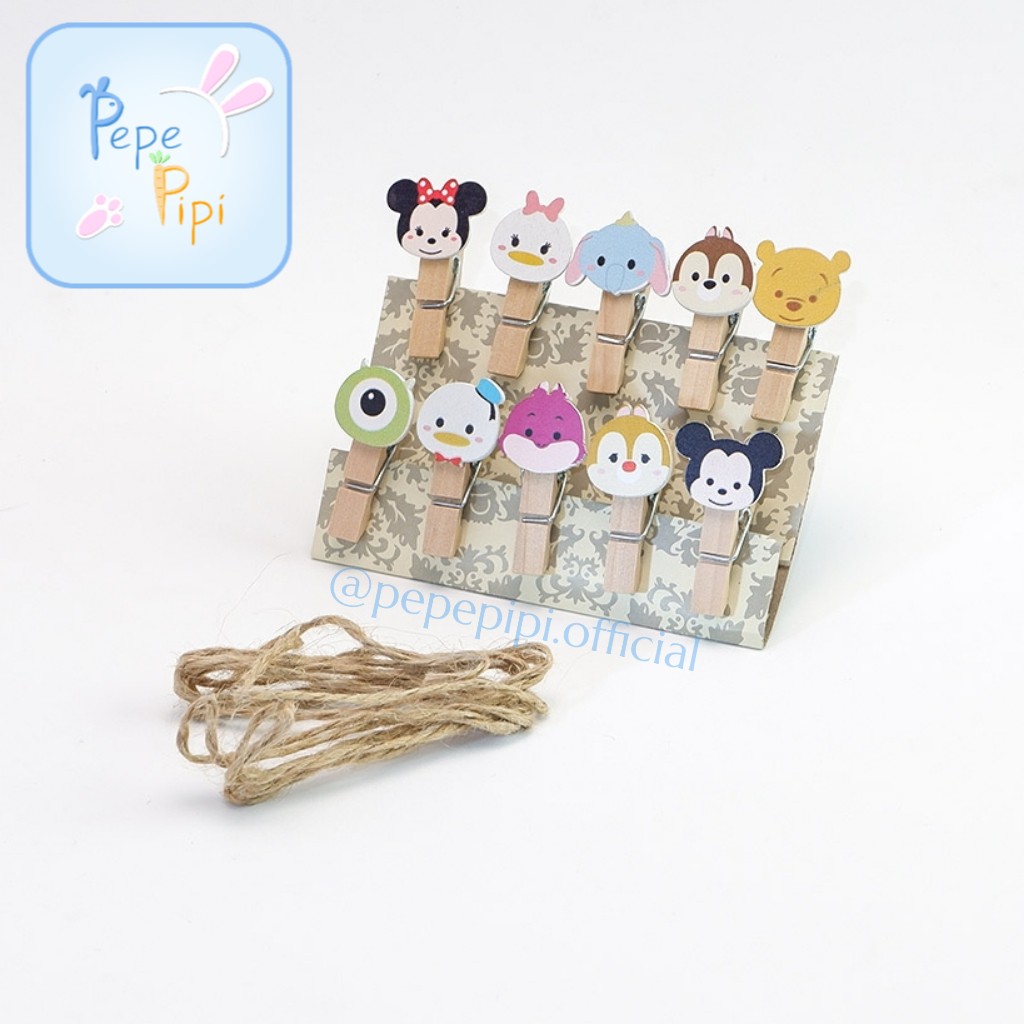 10 pcs Jepitan Foto Tsum Polaroid Gantungan Kayu Wooden Clip