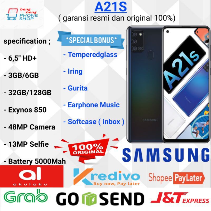 SAMSUNG A21S RAM 6GB 128GB 3/32GB 6/64GB GARANSI RESMI - BONUS