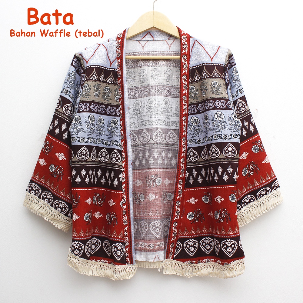 𝑱𝒂𝒌𝒂𝒓𝒕𝒂𝑭𝒂𝒔𝒉𝒊𝒐𝒏 cardigan outer batik tribal katun adem rumbai sisir keliling bohemian etnik boho styleO-1