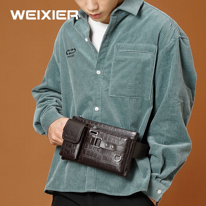 WEIXIER YB9557 Tas Selempang Pria Kulit Waistbag Anti Air WK-SBY