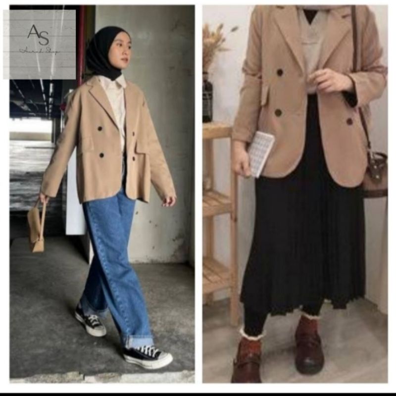 ARA BLAZER Oversize Premium drill Trendy Wanita  Korea Terbaru Jas Wanita Blazer Korea