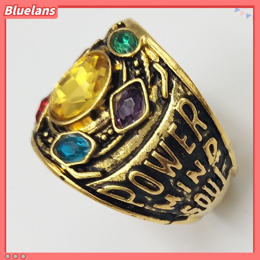 Cincin Desain Tulisan Power Mind Soul Infinity War Thanos Warna-Warni Untuk Pria