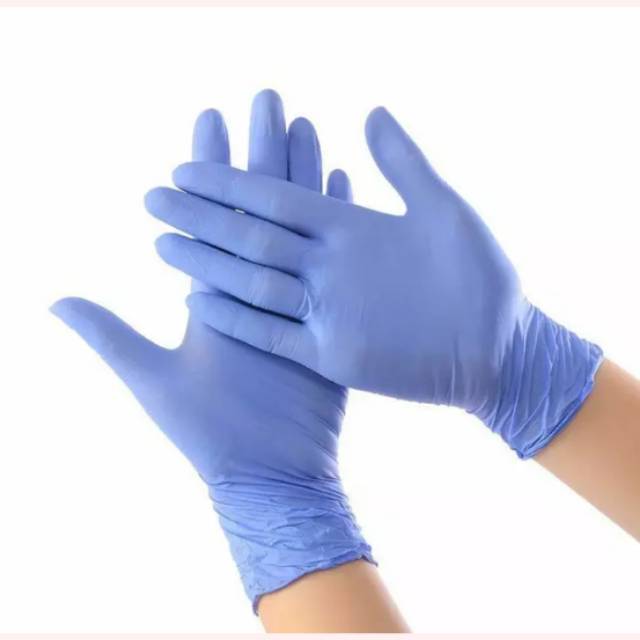 10 Pcs Sarung Tangan Karet  / Nitril Gloves, pelindung dr virus bakteri bs touch screen HP