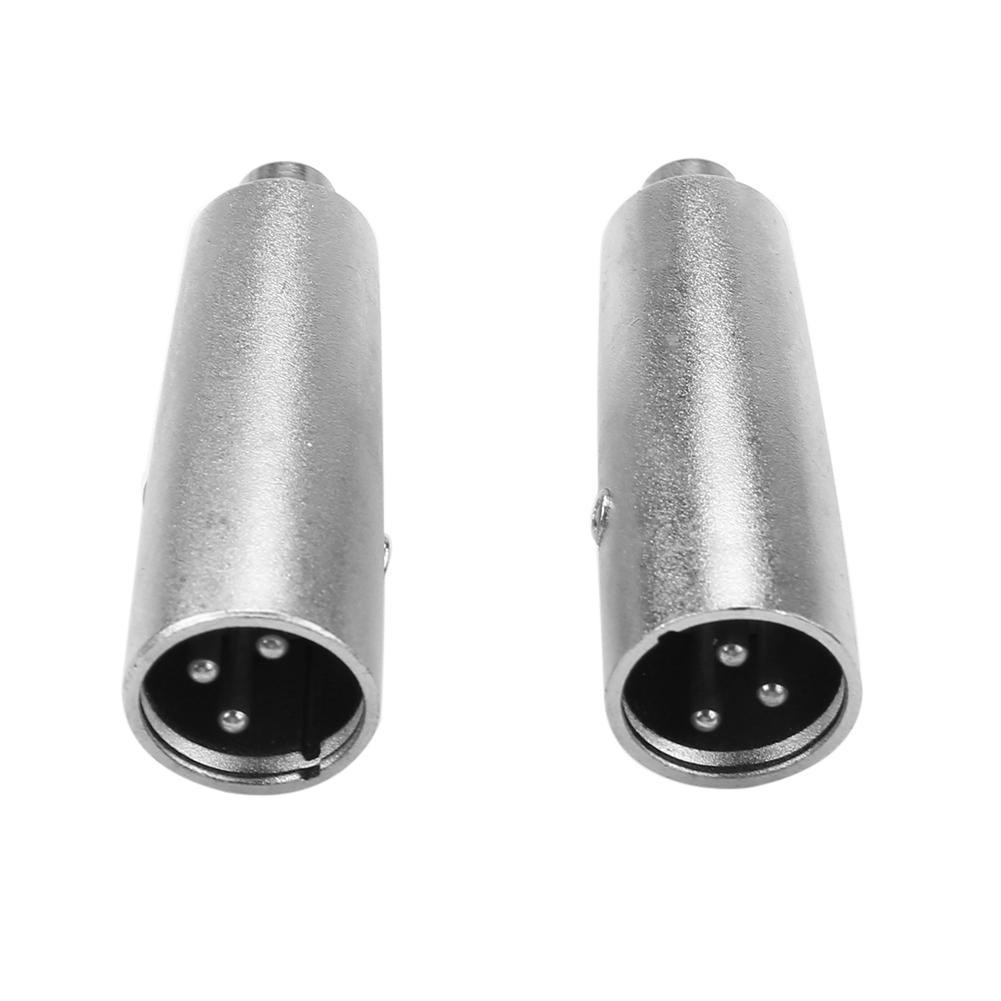 MOJITO 2pcs Metal XLR 3 Pin Male to RCA Female Audio Jack Adapter Plug Connector