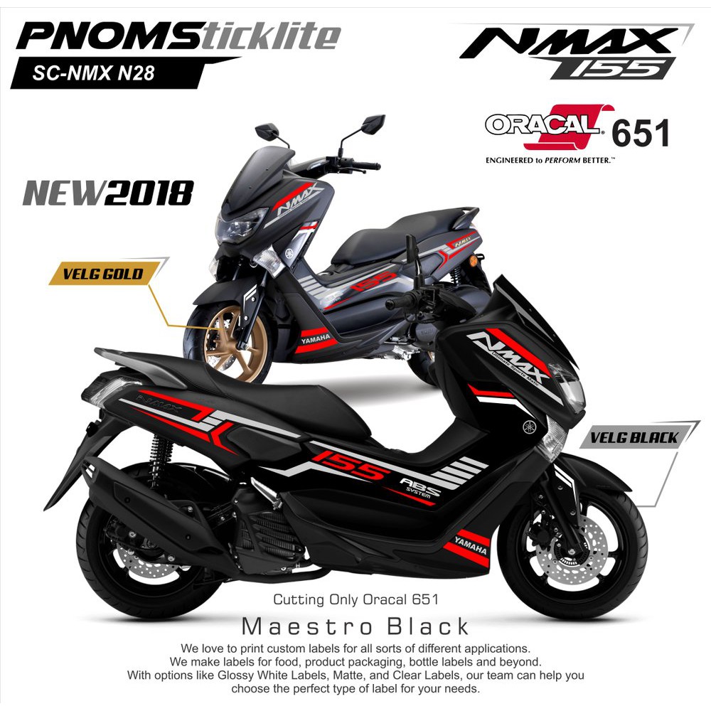 Stiker motor Nmax / Sticker body Nmax / Sticker Yamaha Nmax Cutting Sticker Nmax Straight Hitam