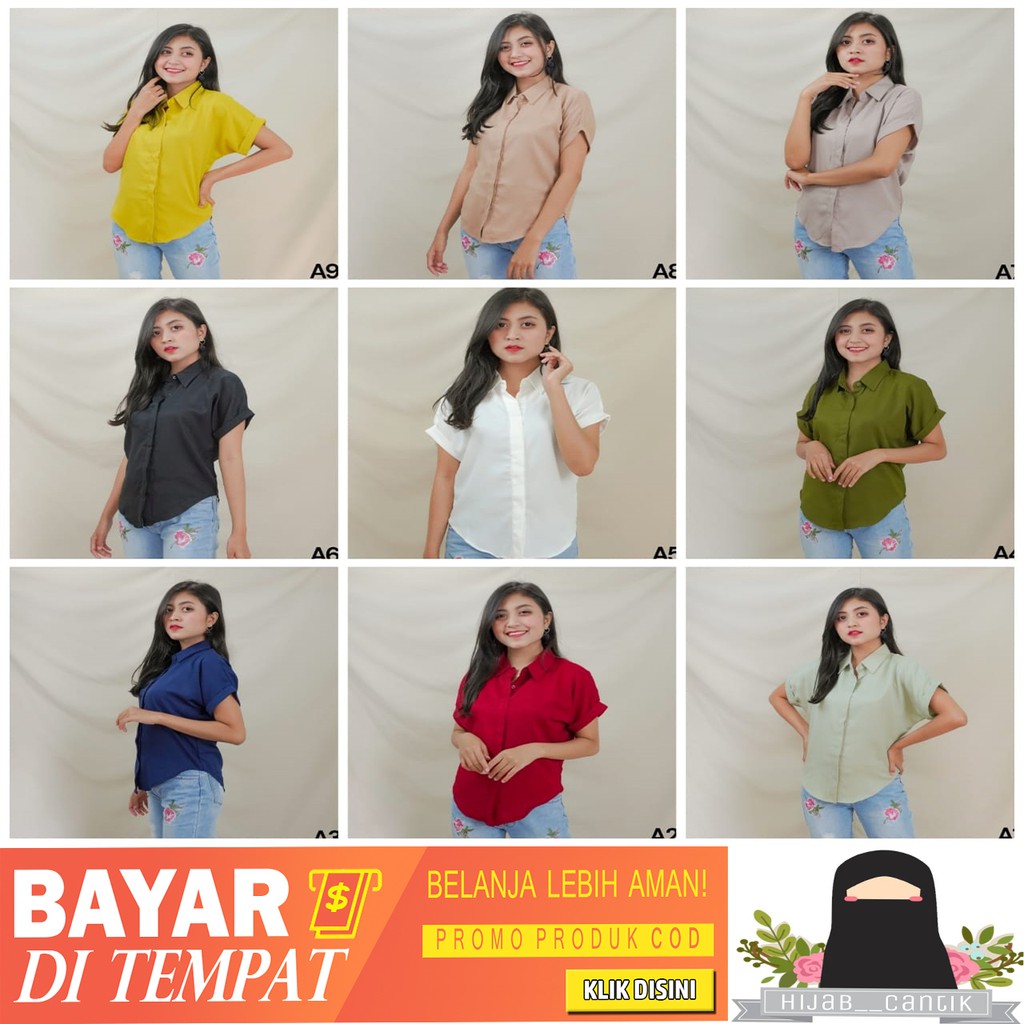 Kemeja Polos Wanita | Kemeja Polos Lengan Panjang | Baju Atasan | Kemeja Cantik