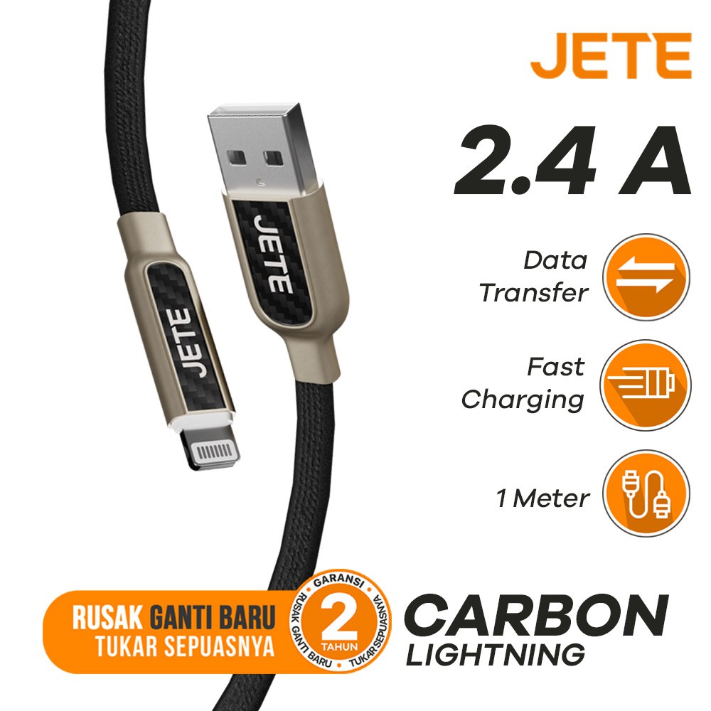 Kabel USB Micro Fast Charging JETE Carbon - Garansi Resmi 2 Tahun