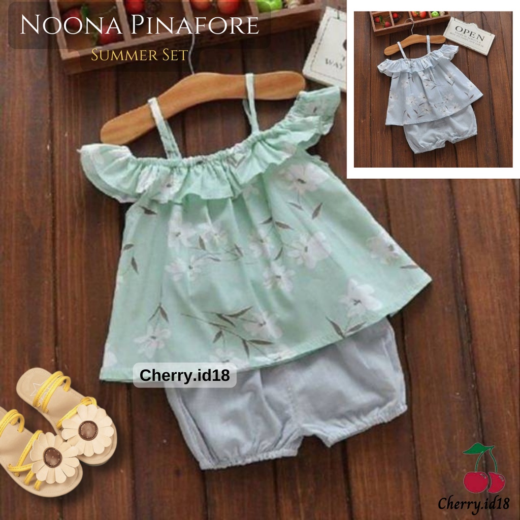 Cherry COD Noona Pinafore Summer Set / Setelan Anak Perempuan / Baju Anak Cewek SP07