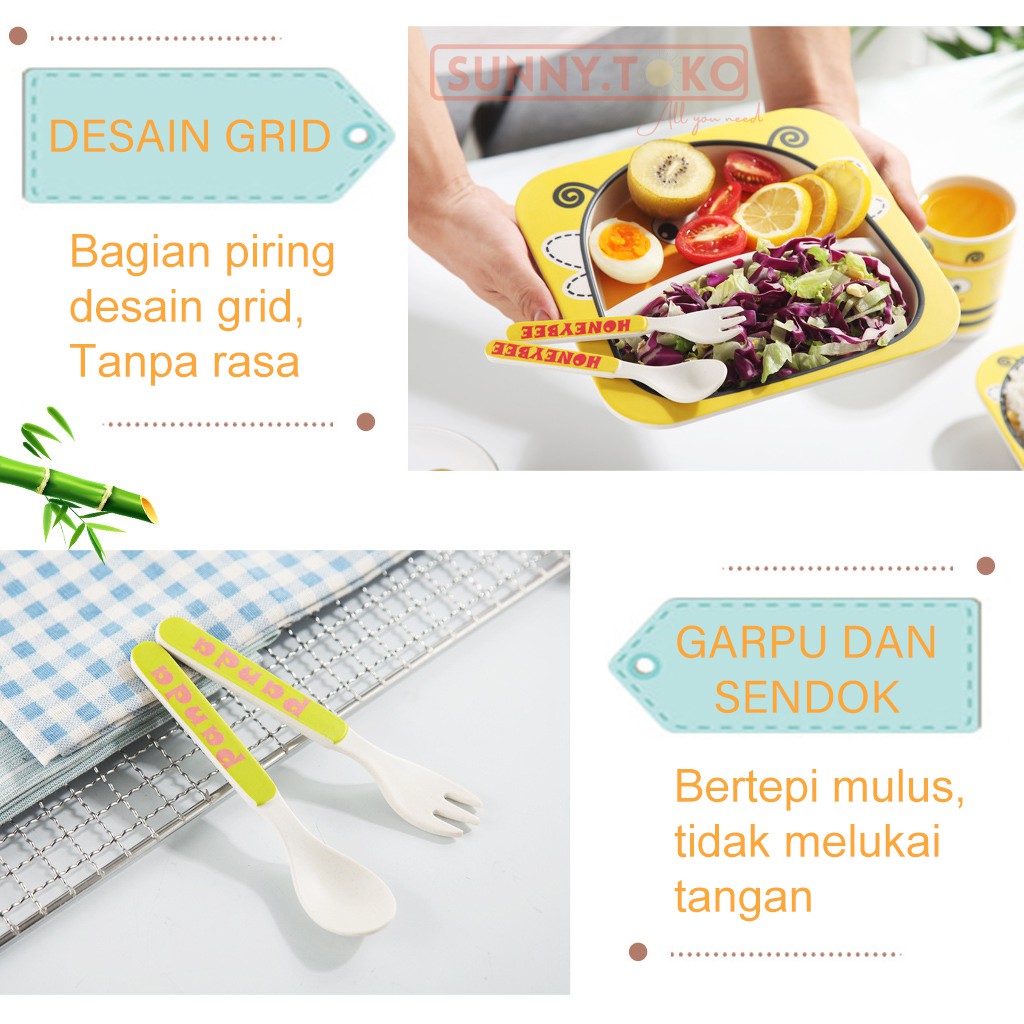 Set Alat Makan Anak Imut Desain Karakter Lucu Tempat Makan Balita Piring Anak Perlengkapan Makan Anak