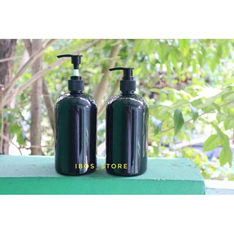 Botol Pump 500ml Hitam Ekslusif Pet Tebal