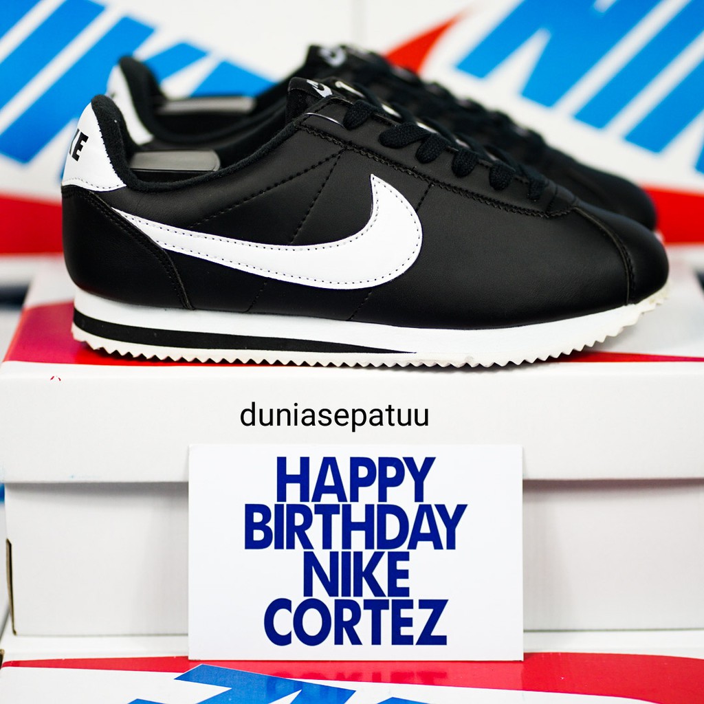 NIKE CORTEZ SEPATU SEKOLAH HITAM SNEAKERS WANITA BLACK | Shopee Indonesia