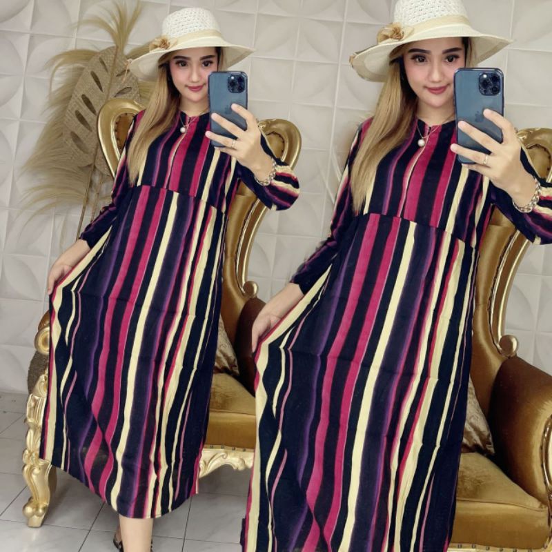 Daster Lengan Panjang Gamis Murah kain Rayon Super Daster Sultan Terbaru Motif
