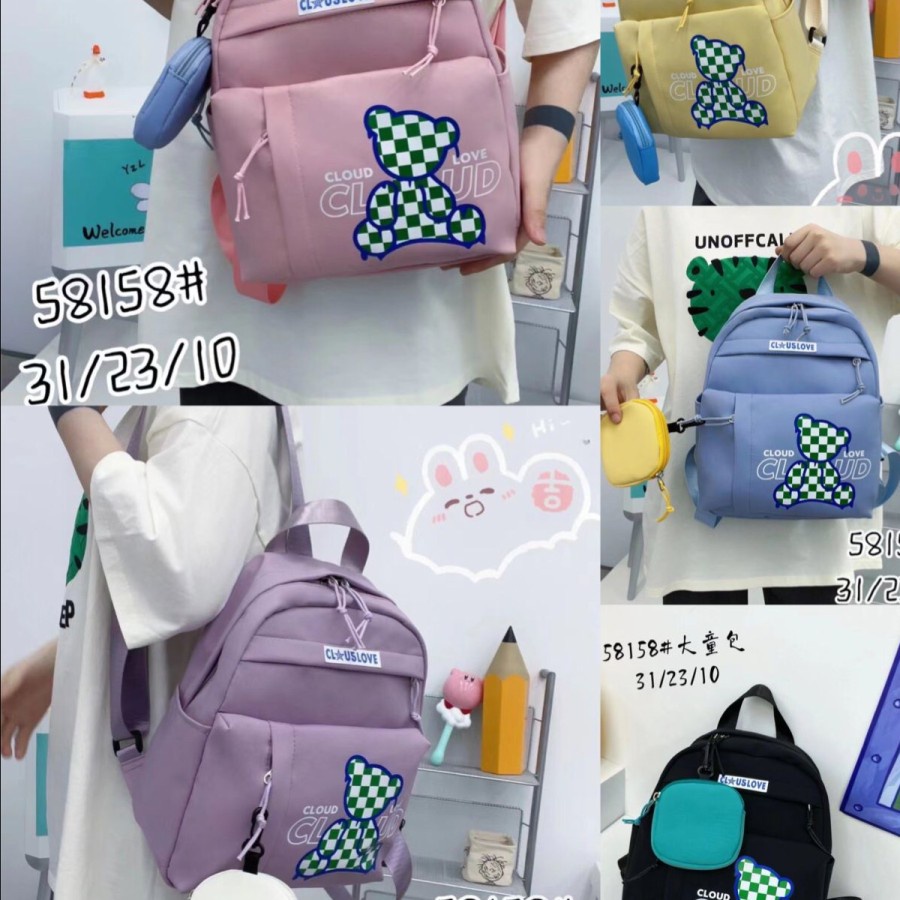 Tas anak 58158 korea motif boneka catur 23×31cm IMPORT