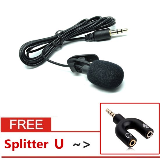 [PAKET] MIC CLIP ON + AUDIO SPLITTER U JACK 3.5MM ALAT WAJIB YOUTUBER PEMULA