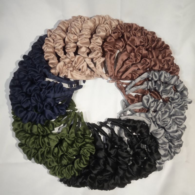 Bando Scruncie Bando Kerut Korea Bando Satin Bandana Kerut
