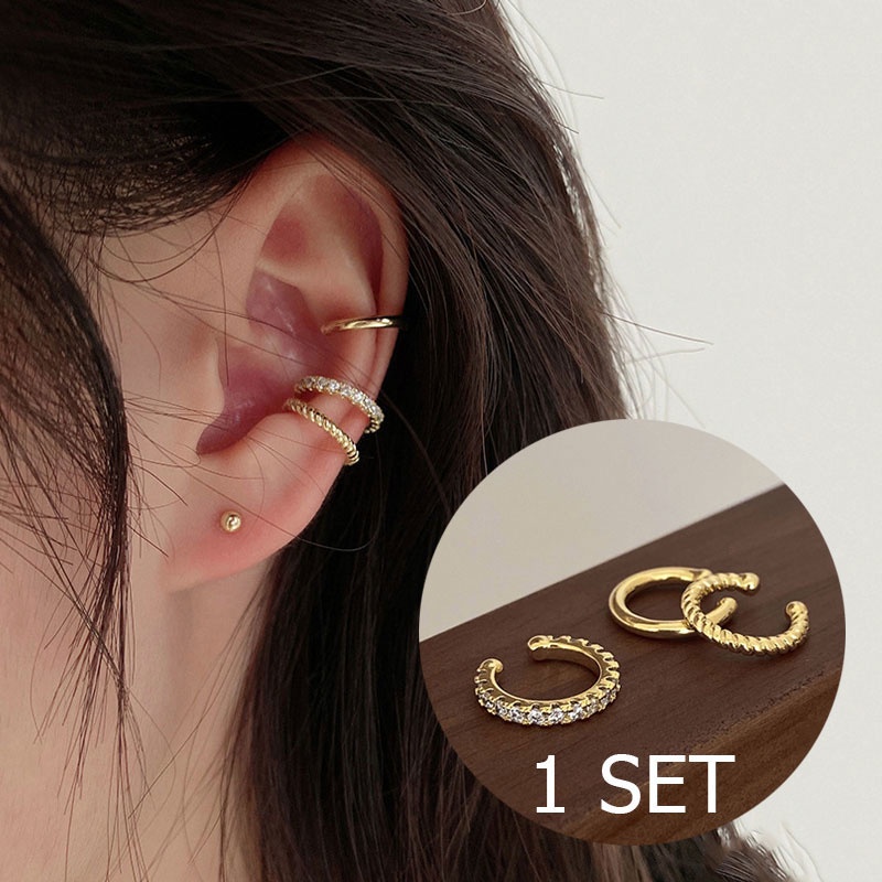 Anting Bulat Sederhana Clip Telinga Rawan Tanpa Tindik Anting-Anting Tulang Rawan Fashion Aksesoris