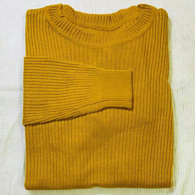 Premium Boxy Jumbo Tebal XL - XXL| Sweater Rajut Korea-mustard