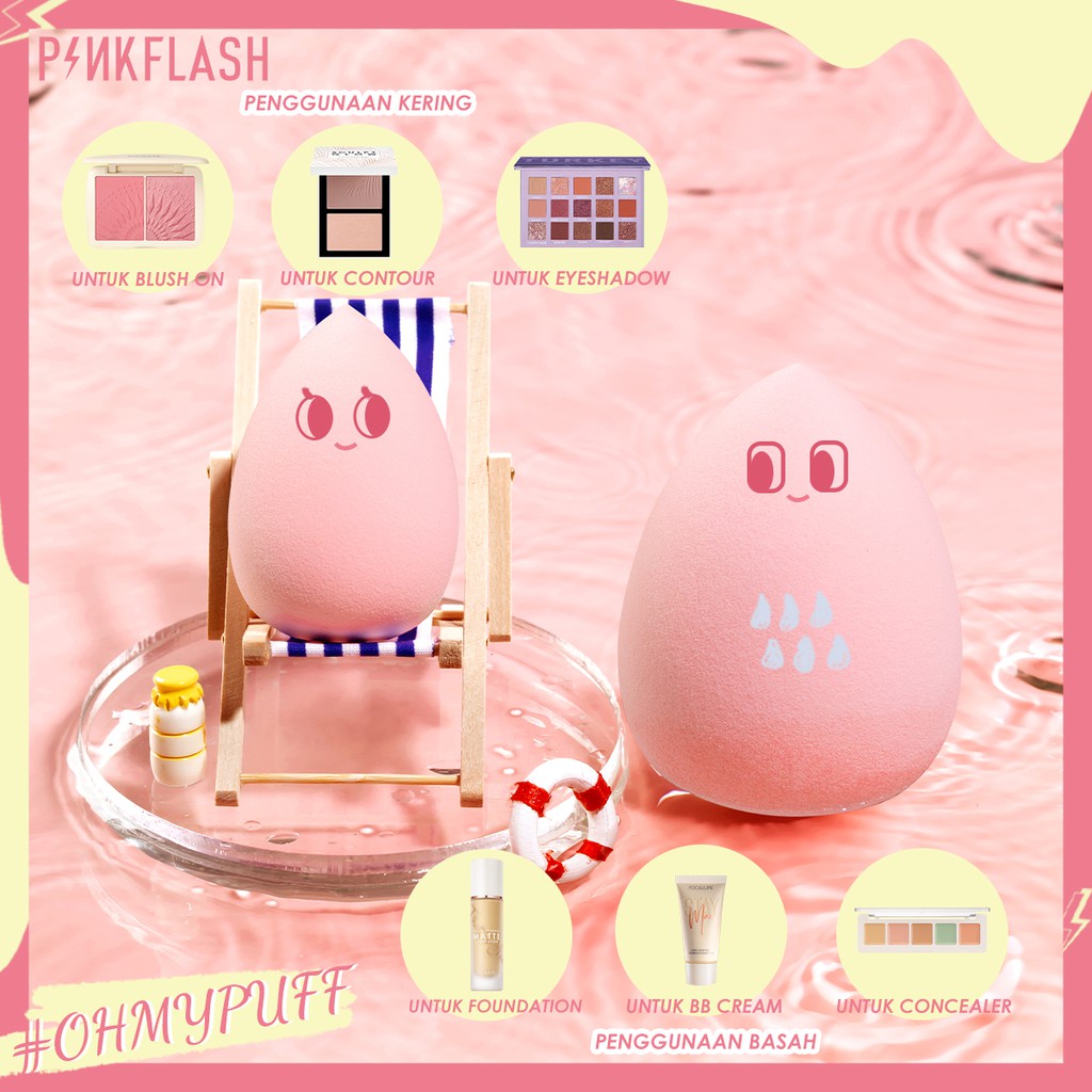 PINKFLASH Ohmypuff Spons Beauty Egg Makeup Sponge Bentuk Hati Warna