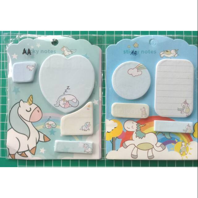 Set Sticky Notes / Tandaan / Sign / Memo  Unicorn Besar (isi 4 Motif)