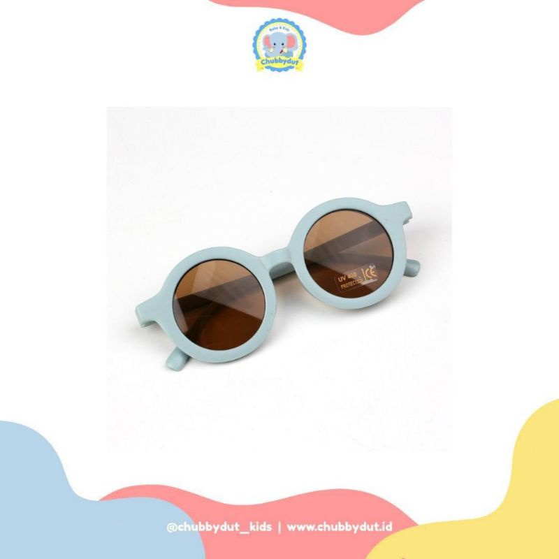 Kacamata anak bulat Retro Kacamata Hitam Anak Bayi Balita Kekinian unisex chubbydut-Blue Grey