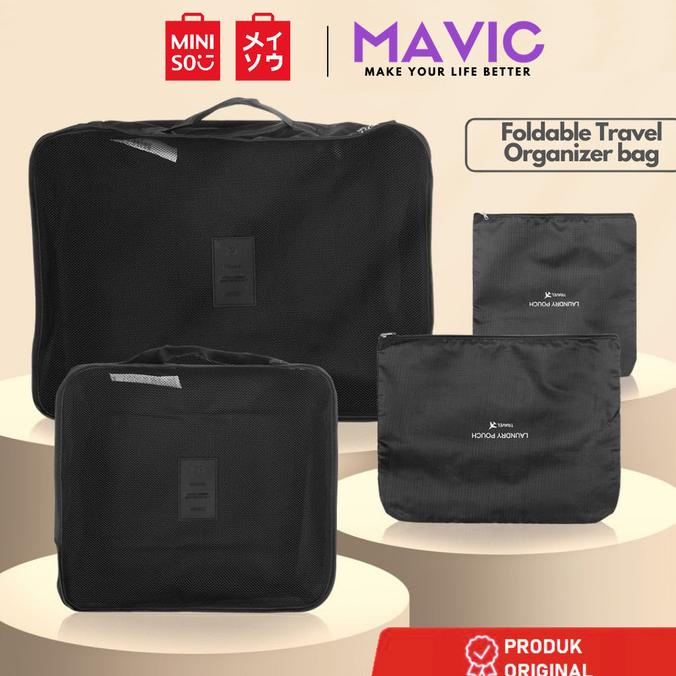 DISKON MINISO Tas Penyimpanan 4pcs Foldable Travel Bag Multifungsi Organizer AP180