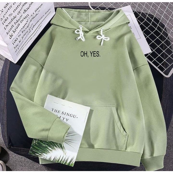 OH YES Hoodie Sweater Hoodie Remaja Wanita Motif Tulisan Tumblr Bahan Fleece