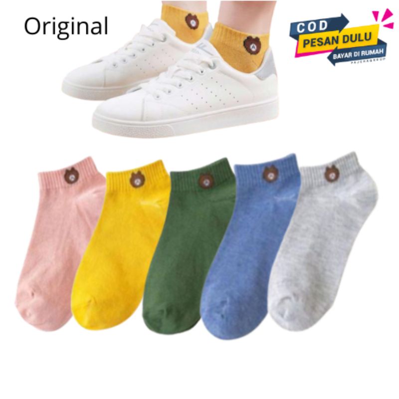 (12 pasang) kaos kaki pendek motif line kaos kaki pendek motif panda  no kemas