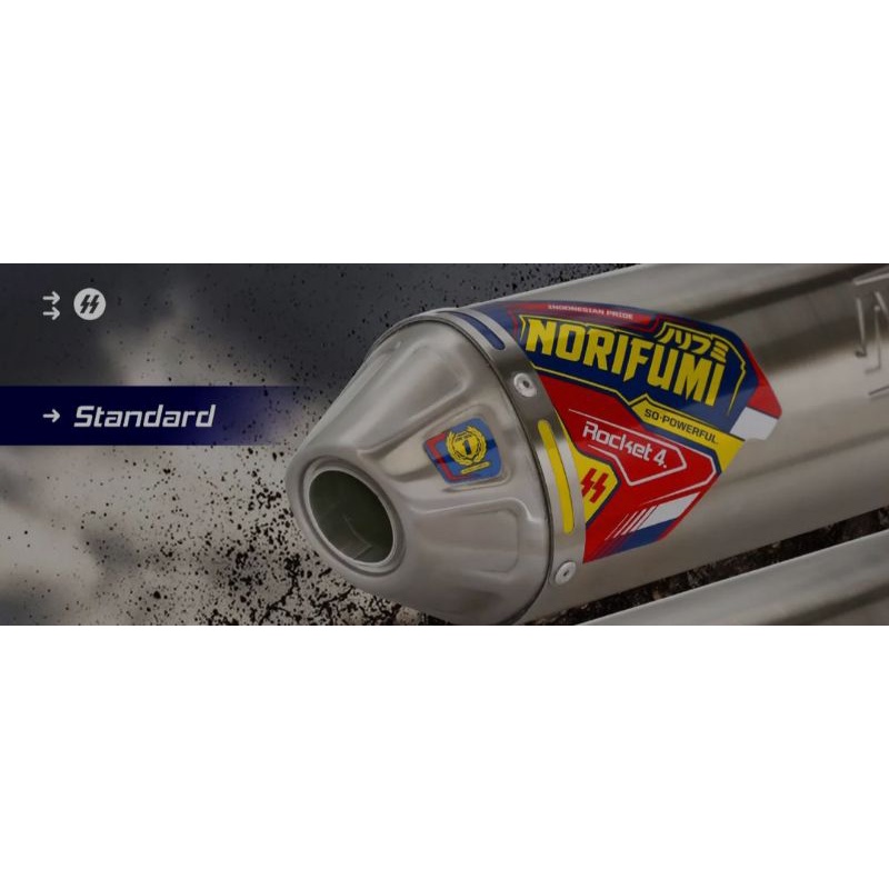 KNALPOT NORIFUMI ROCKET 4 LOGO BARU FOR CRF150L/KLX150/DTRACKER(PLUG N PLAY) LOGO BARU