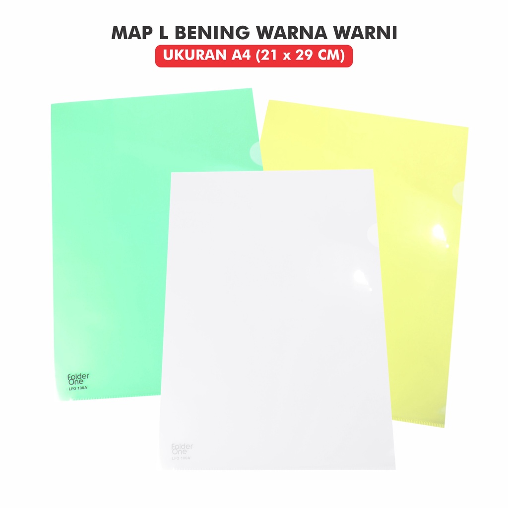 

Map Plastik Bening Folder One Seri LFO 100A Berwarna Ukuran A4 Transparan