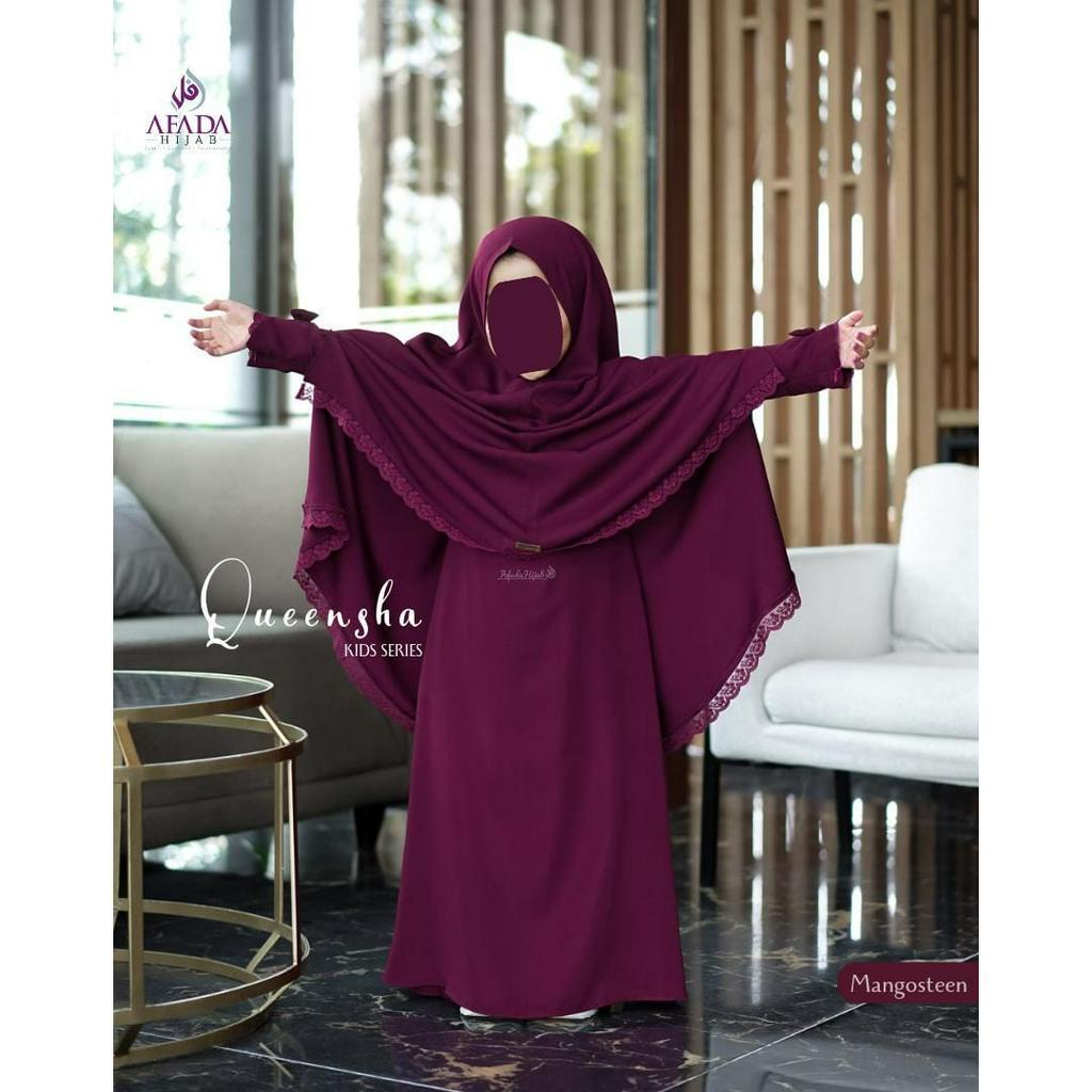 QUEENSHA KIDS Set Gamis Anak (Gamis Anak Syari+Khimar Non Pad+Cadar Tali)