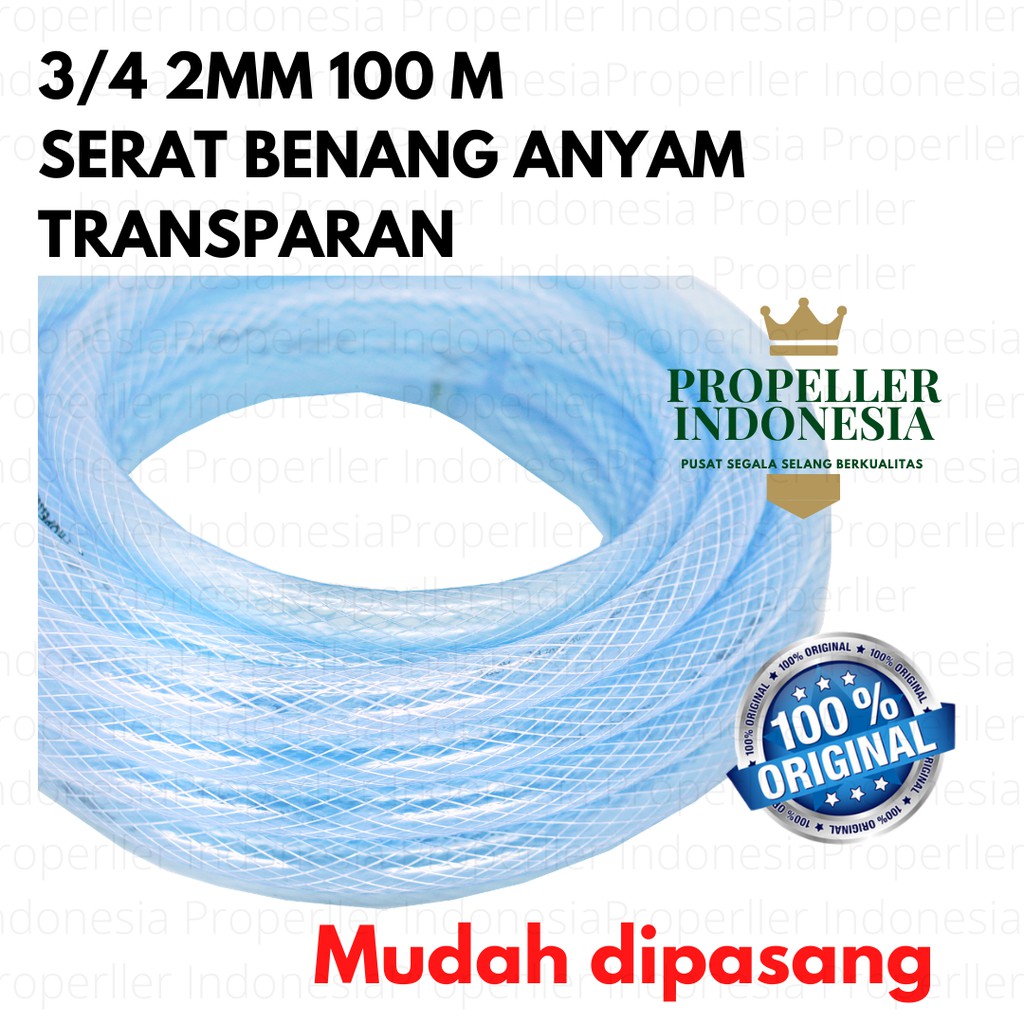 Selang Air Benang Bening 3/4 2MM 100Meter Selang Air Taman Selang Siram Tanaman Selang Air Elastis