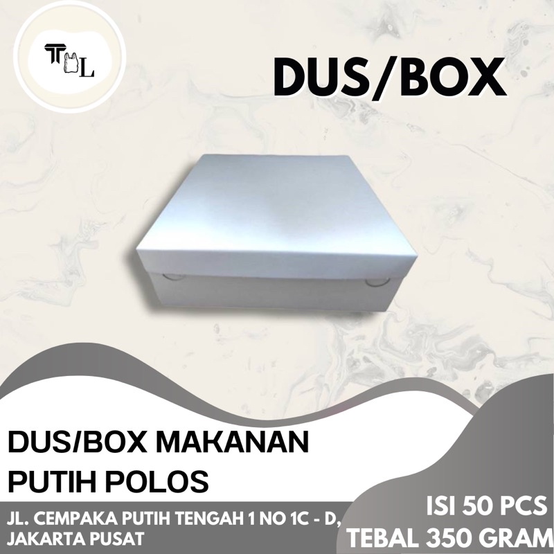 Dus Makanan Putih Polos / Box Makanan Putih Polos - Tebal 350Gram - Isi 50Pcs